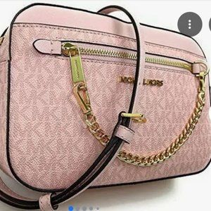 NWOT MICHAEL KORS JET SET ITEM CHAIN CROSSBODY PVC LEATHER BAG Dark Powder Blush